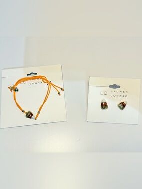 L C Lauren Conrad Candy Corn Friendship Bracelet and earrings set new